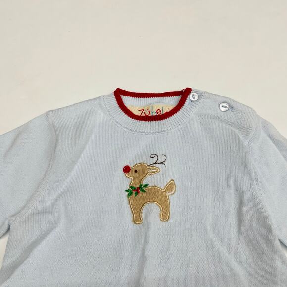 NWT Zubels 3M Reindeer Sweater in Blue - Picture 3 of 4